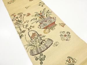 アンティーク　花瓶に果実模様織り出し袋帯（材料）